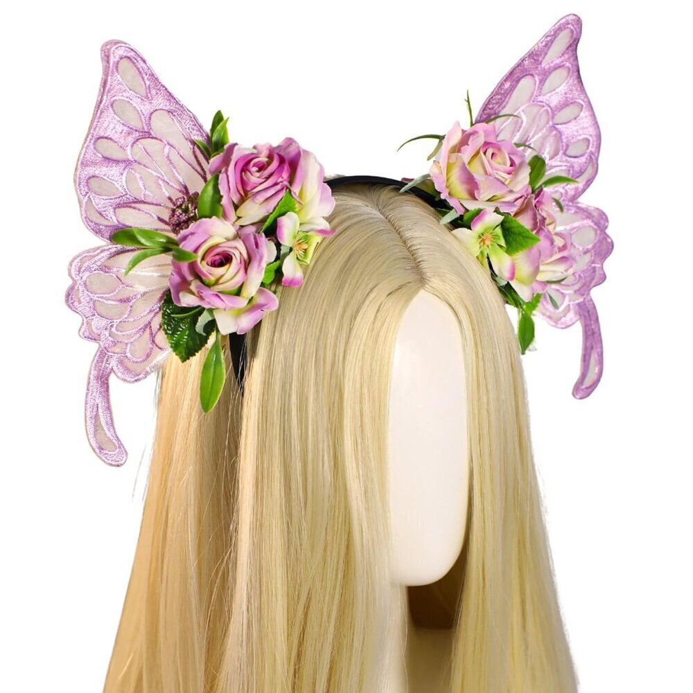 Purple Fairy Wings Headband Butterfly Flower Woodland Costume Accessory